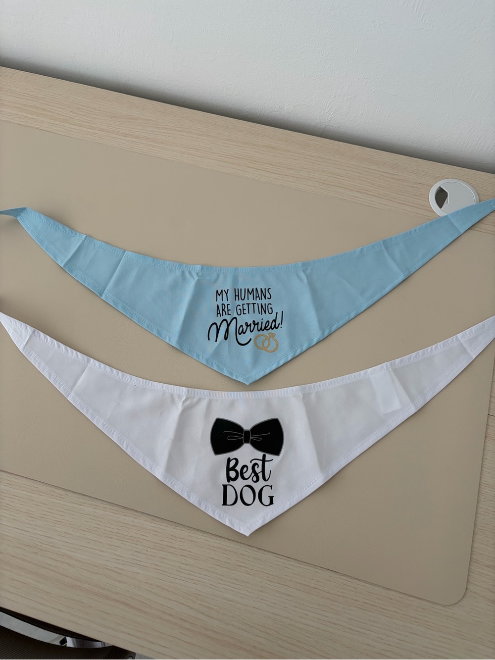 Best Dog and My Humans Are Getting Married! Pet Bandana Set - Blue & White